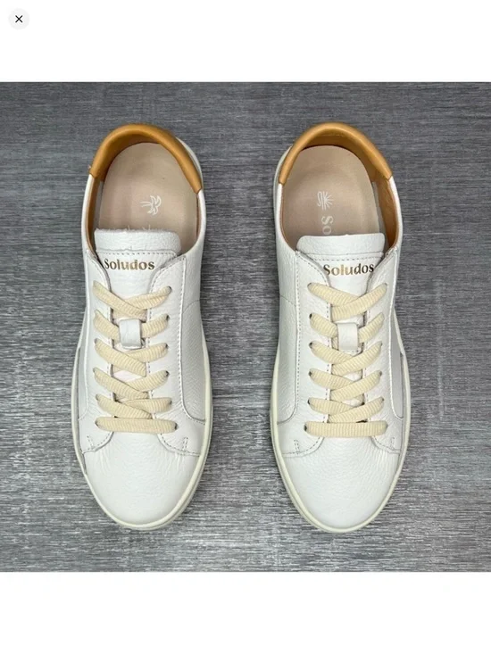 NEW Soludos The Ibiza Classic Sneaker White Tan Leather Women’s Shoe Size 7 New - Picture 6 of 11